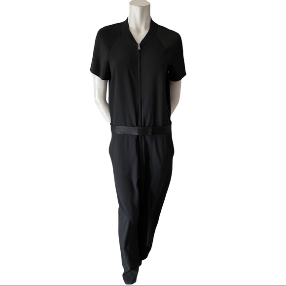 DKNY Black Jumpsuit with Satin Accents Size 10 - Picture 1 of 3